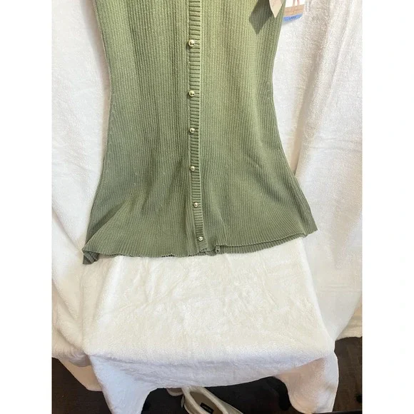 French Connection Women's Green Stretch Dress Size L – Short Length, Button - Picture 4 of 7